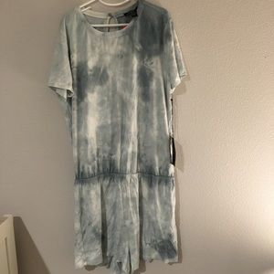 forever 21 green/tel tie-dye romper